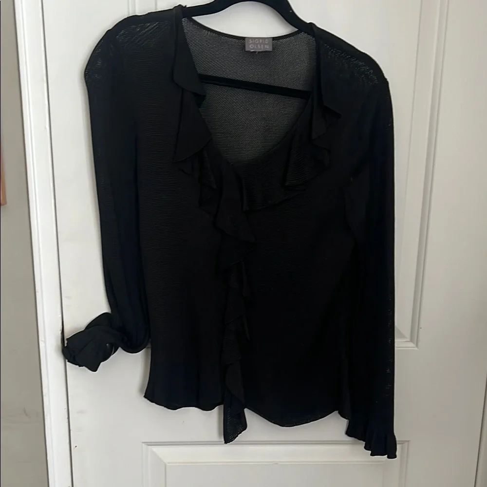 Black Ruffle Blouse - Picture 1 of 5